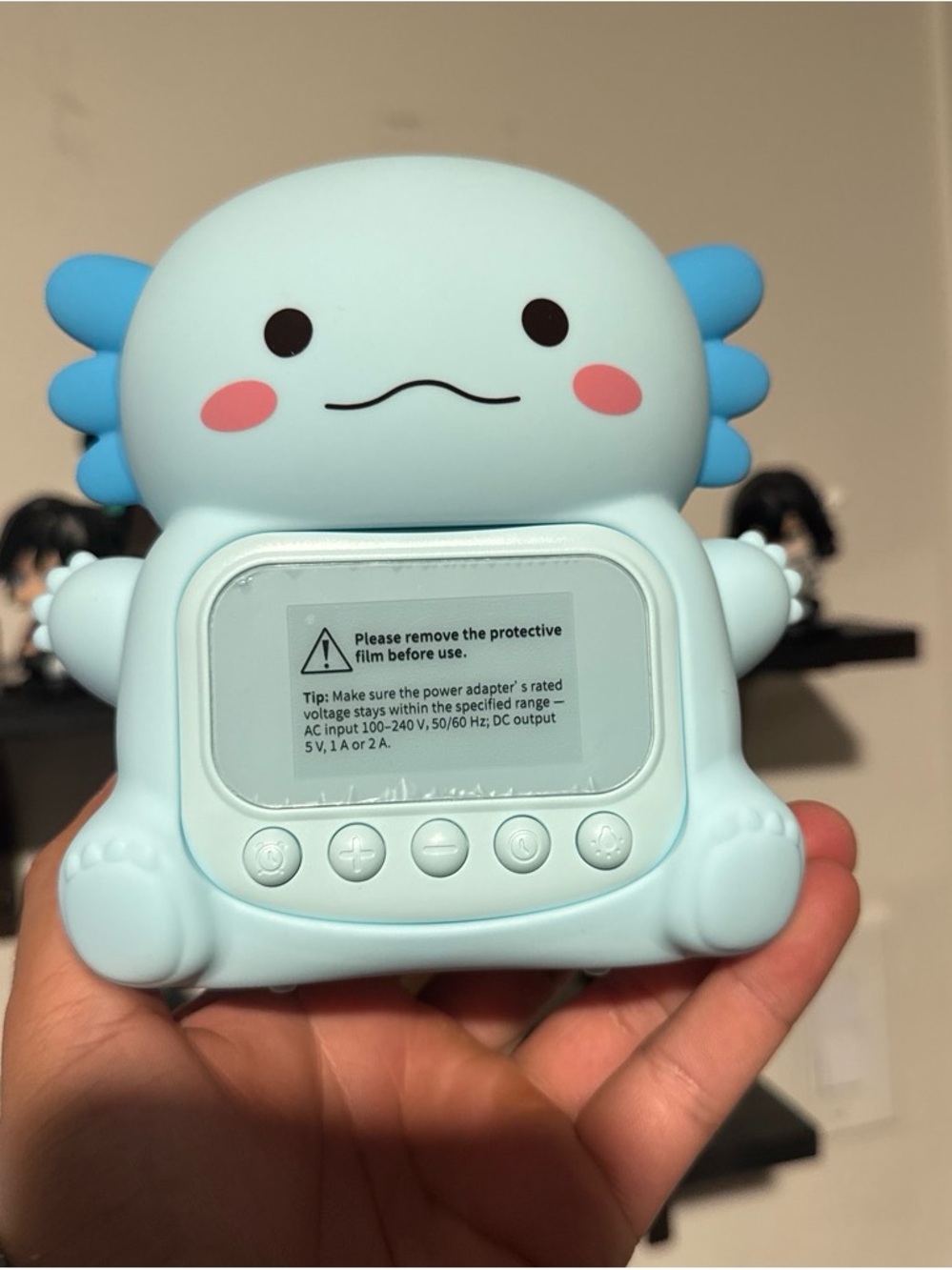 Cute Blue Axolotl Night Light with Timer